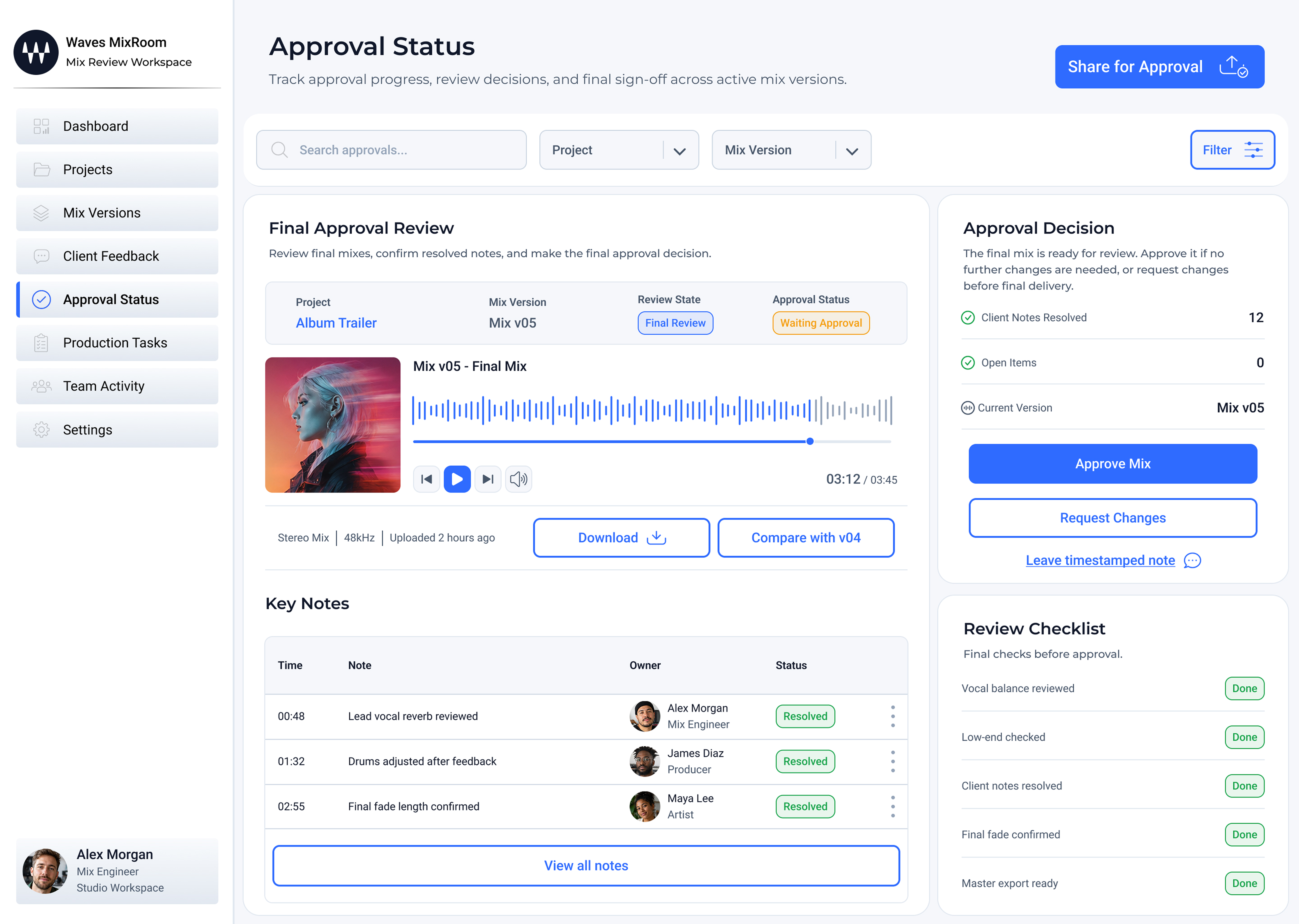 Approval Status screen